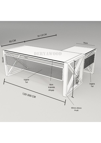 Gold Dogal Ahşap Modüllü Ofis Masası -Çalışma Masası-240*85-100*75 cm fırsatları