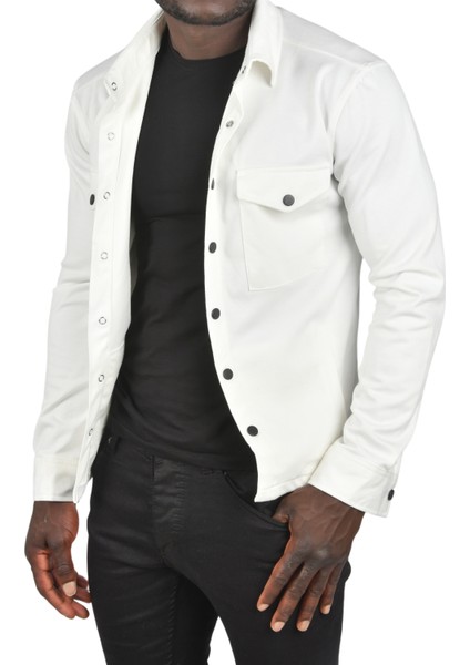 Kalın Örme Kumaş Gömlek Yaka Çıtçıtlı Cepleri Kapaklı Likralı Dar Kesim Spor Ceket 2501559 fırsatları