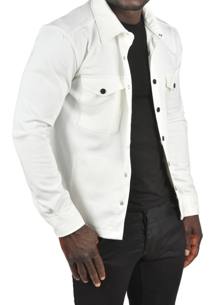 Kalın Örme Kumaş Gömlek Yaka Çıtçıtlı Cepleri Kapaklı Likralı Dar Kesim Spor Ceket 2501559 indirimleri