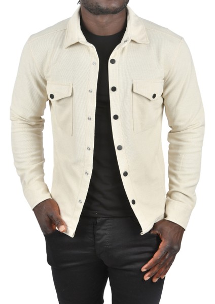 Örme Kalın Kumaş Gömlek Yaka Çıtçıtlı Cepleri Kapaklı Spor Ceket 2500557