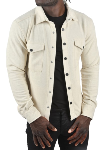 Örme Kalın Kumaş Gömlek Yaka Çıtçıtlı Cepleri Kapaklı Spor Ceket 2500557 fırsatları