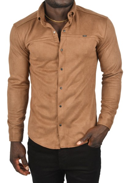 Likralı Çıtçıtlı Kırışmayan Süet Kumaş Slim Fit Cepsiz Mevsimlik Gömlek 2500556 fiyatları