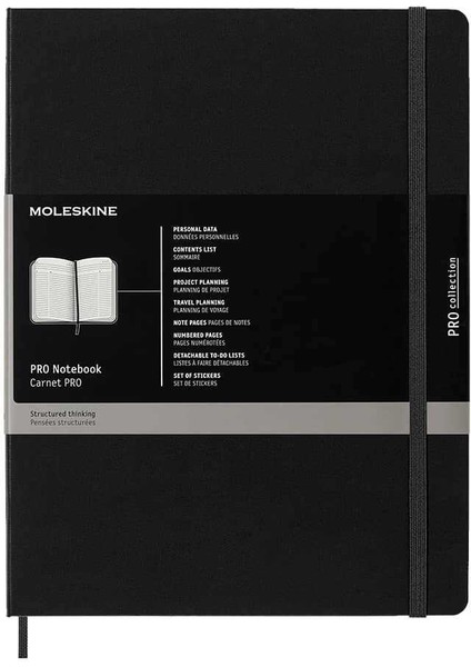 Pro Notebook Sert Kapak Defter Xl Boy 19X25 cm 192 Sayfa Siyah