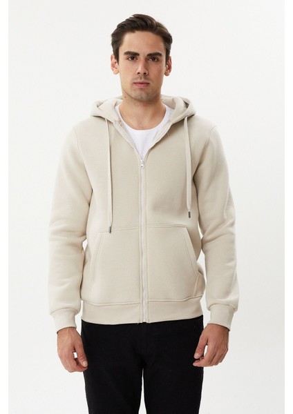 Esw 2889-Y Kapşonlu Fermuarlı Erkek Sweat Ceket
