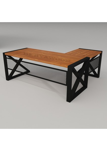 Gold Dogal Ahşap Modüllü Ofis Masası -Çalışma Masası-180*85-60*75 cm modelleri