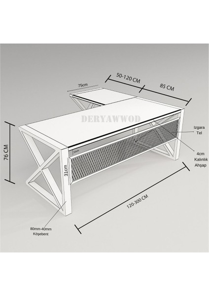 Gold Dogal Ahşap Modüllü Ofis Masası -Çalışma Masası-180*85-60*75 cm indirimleri