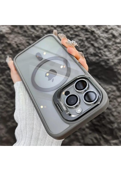 iPhone 11 Uyumlu Kılıf Klon Stantlı + Lens Korumalı Magsafe Kapak
