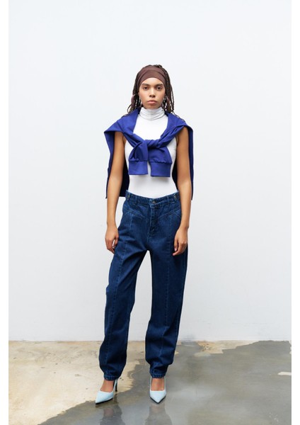 Koyu Mavi Nevruz Dikişli %100 Cotton Denim Pantolon modelleri