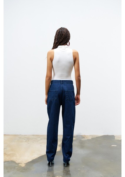 Koyu Mavi Nevruz Dikişli %100 Cotton Denim Pantolon fırsatları