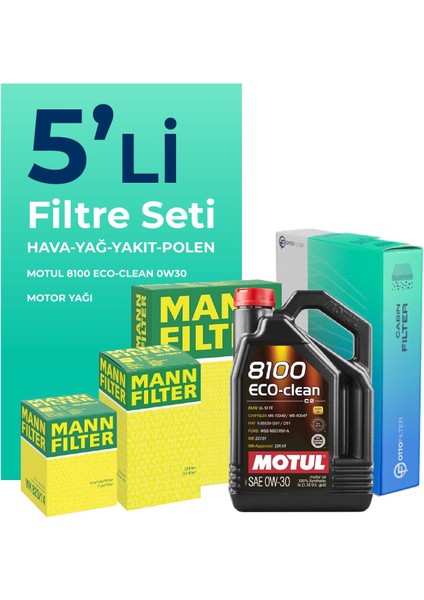 MANN FORD Transit V363 2.0 Dizel Filtre Bakım Seti Motul Motor Yağlı (2014-2024) 5 li