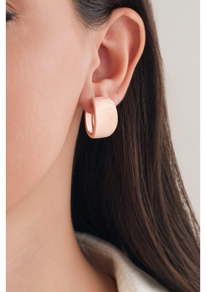 Gümüş Rose Mat Oval Sade Düz Modern Küpe fiyatları