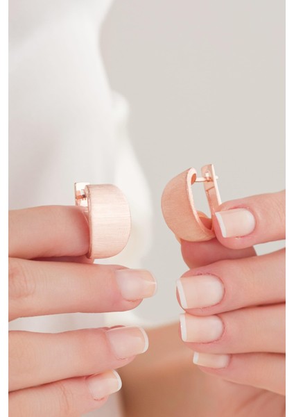 Gümüş Rose Mat Oval Sade Düz Modern Küpe fırsatları