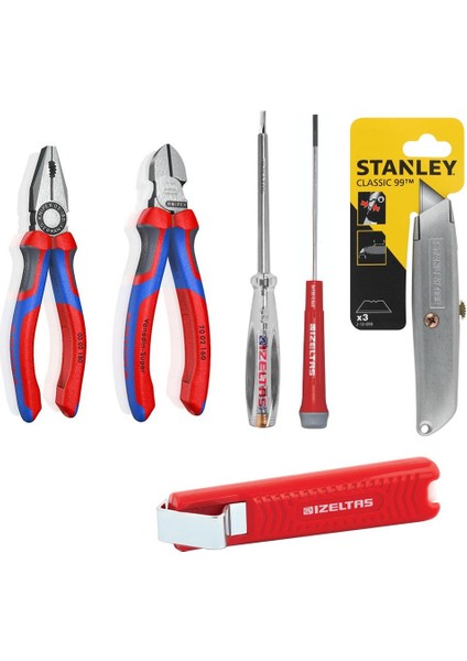 6 Parça Set Pense 180 mm Yan Keski 160 mm - Izeltaş - Stanley