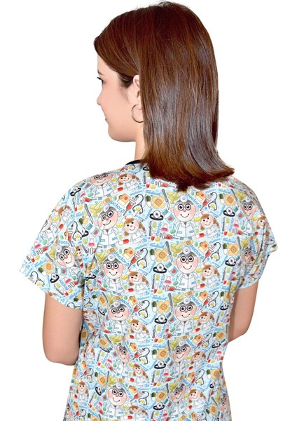 Doktor Desenli Pamuklu Master Likra Tek Üst Forma fiyatları