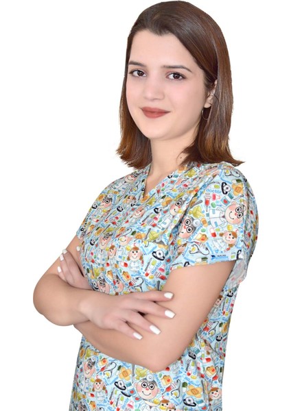 Doktor Desenli Pamuklu Master Likra Tek Üst Forma modelleri