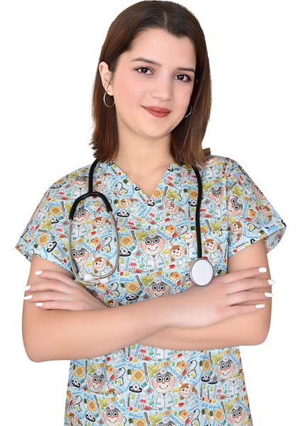 Doktor Desenli Pamuklu Master Likra Tek Üst Forma fırsatları