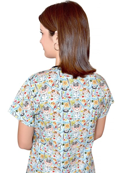 Doktor Desenli Pamuklu Master Likra Tek Üst Forma indirimleri