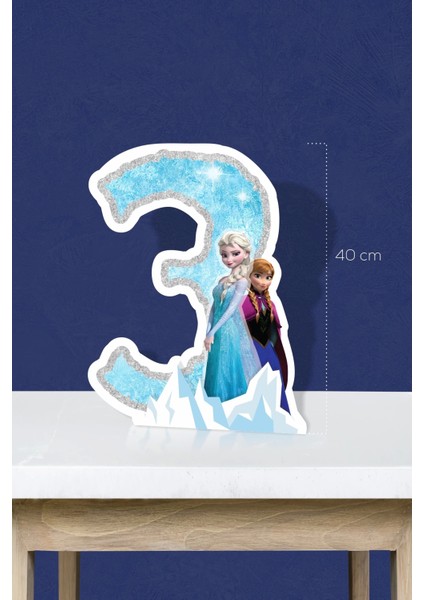 frozen karlar ülkesi temalı ayaklı rakam pano - 3 yaş (40 cm )