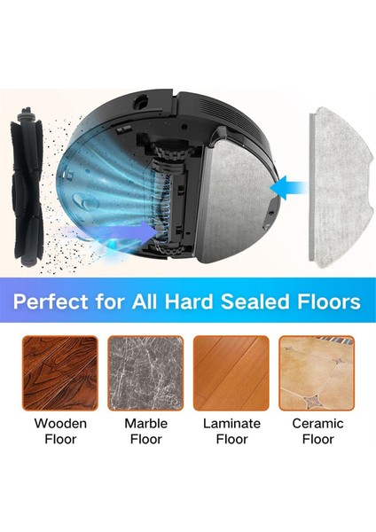 Airrobo T20 Aksesuarlar Için Ana Yan Fırça Hepa Filtre Mop Bez Robot Yedek Yedek Parçalar (Yurt Dışından)