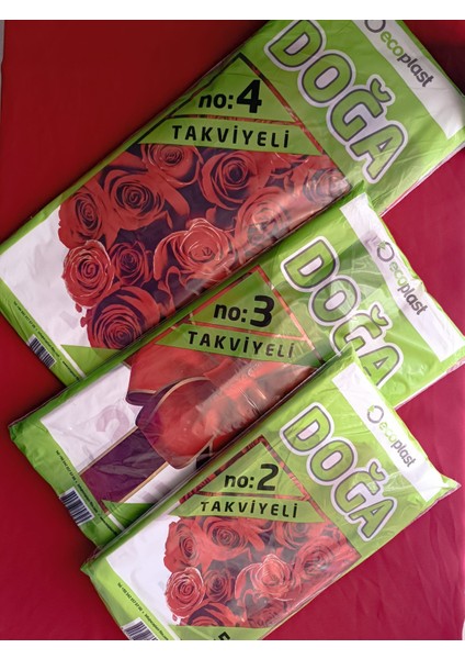 Takviyeli Baskılı Mağaza Poşeti 3'lü Paket (2-3-4 No) 3X50 (150)ADET 26X38-33X45-40X50 cm