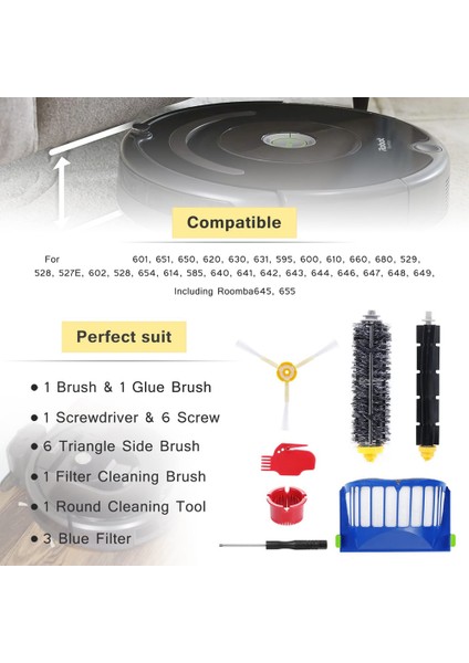 Yedek Parçalar Ana Fırça Yan Fırça Hepa Filtre Irobot Roomba 600 Serisi 630 650 Elektrikli Süpürge Temizleyici Aksesuarları (Yurt Dışından)