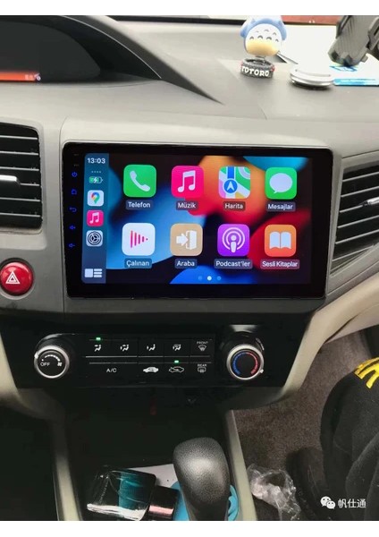 Honda CIVIC Fb7 (2012-2015 Yıl) Android Sürüm 13 Multimedya Kablosuz Carplay Navigasyon 9 Inç Ekran 4G Ram+64GB Hafıza Çerçeveli ve arka görüş kameralı