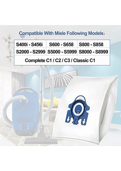 Miele Airclean Gn Için Filtre Torbaları Miele Classic C1 Komple C1, C2, C3, S400I S600 S2 S5 S8 Için Yedek Torbalar (Yurt Dışından)