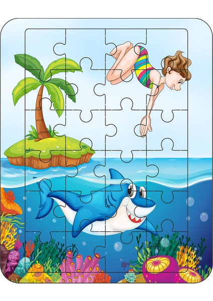 24 Parça Ahşap Eğitici Yapboz Puzzle Seti (Set 5)