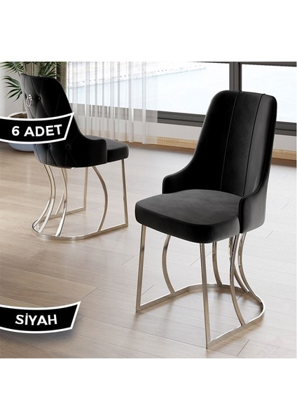 Puva Serisi 6 Adet Sandalye Babyface Ithal Kumaş Krom Metal Ayaklı