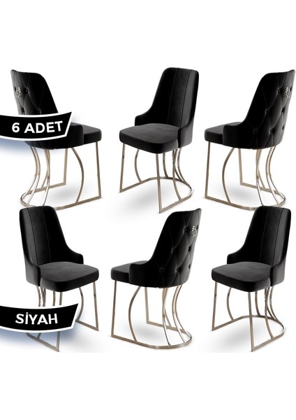 Puva Serisi 6 Adet Sandalye Babyface Ithal Kumaş Krom Metal Ayaklı fiyatları