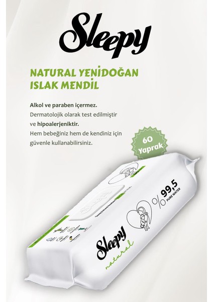 11 Al 10 Öde Natural Yenidoğan Islak Bebek Havlusu 60'lı ve Rosie
