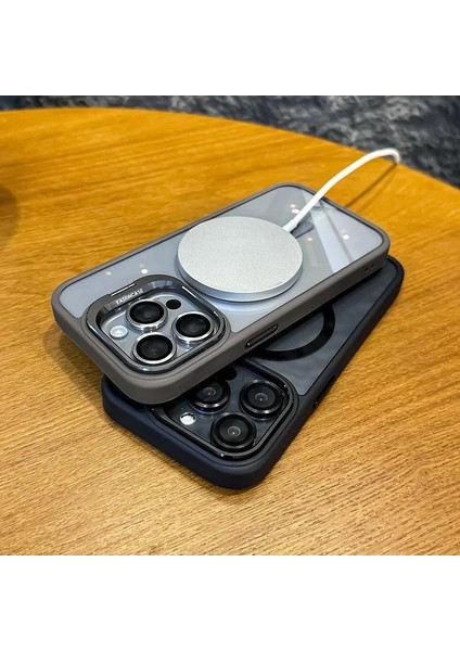 iPhone 14 Uyumlu Kılıf Klon Stantlı + Lens Korumalı Magsafe Kapak