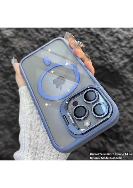iPhone 14 Uyumlu Kılıf Klon Stantlı + Lens Korumalı Magsafe Kapak