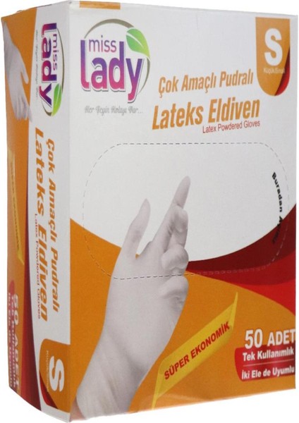 Miss Lady Pudralı Lateks Eldiven S 50LI