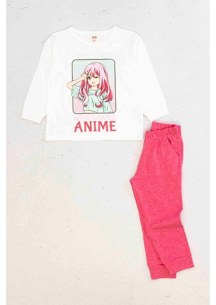 Anime Baskılı Kız Çocuk Pijama Takım