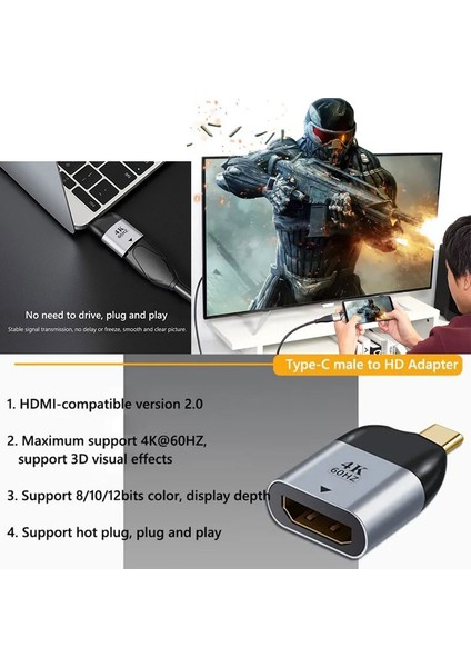 Type c to HDMI 4K 60 Hz Çevirici adaptör type c erkek hdmı dişi çevirici fırsatları