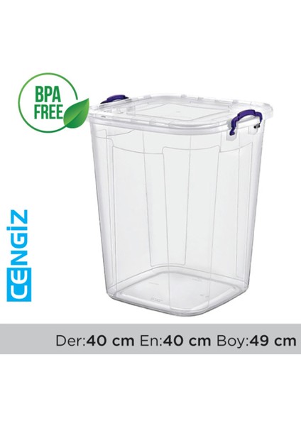 Saklama Kutusu Kare Multibox Şeffaf 50 Lt