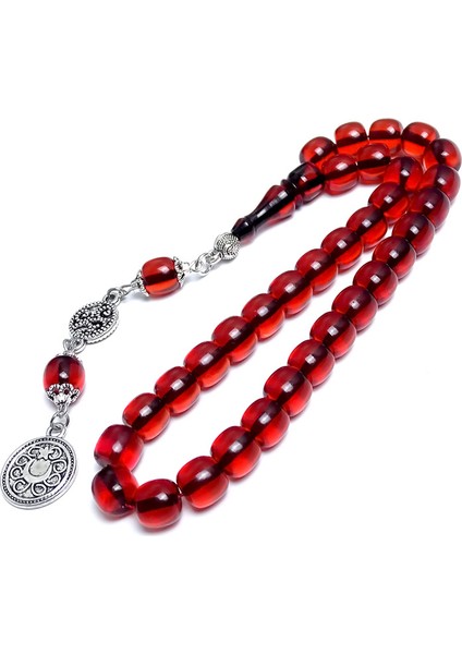 Ateş Kehribar Tesbih Bilek Boy Model Solmaz Alpaka Kamçı