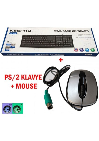 KP-1463 Standart Ps-2 Kablolu Klavye +Ps/2 Gri Mouse