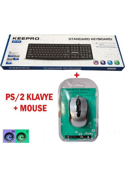 KP-1463 Standart Ps-2 Kablolu Klavye +Ps/2 Gri Mouse