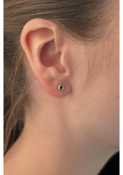 14 Ayar Altın Mini Göz Objeli Küpe