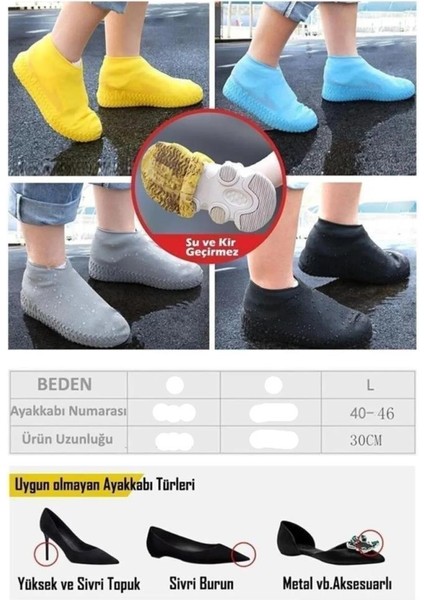 40 - 46 Numara Silikon Ayakkabı Koruyucu Kılıf Su Geçirmez Yağmur Çamur Koruyucu Kılıfı modelleri