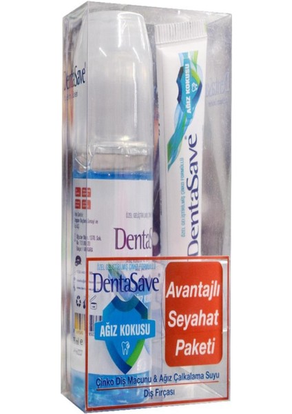 Dentasave Seyahat Paketi Çinko Diş Macunu 15ML + Alkolsüz Ağız Çalkalama Suyu 95ML