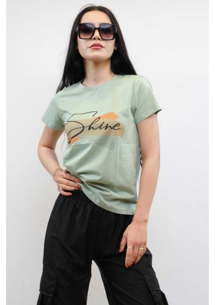 Shine Baskılı Tshirt Mint Mint