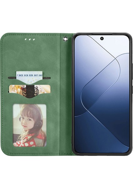 Xiaomi 14T Pro Cilt Dokunma Duygusu Deri Cüzdan Telefon Kapağı (Yurt Dışından)