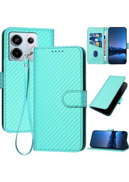 Xiaomi Redmi Note 13 Pro 5g / Poco X6 5g Karbon Fiber Doku Deri Cüzdan Halkalı Telefon Kılıfı Kapağı (Yurt Dışından)