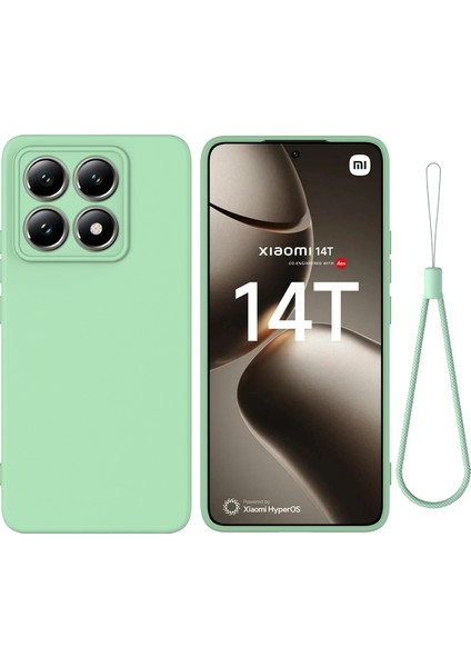 Xiaomi 14T El Kayışı ile Sıvı Silikon Çizilmez Telefon Kılıfı (Yurt Dışından)