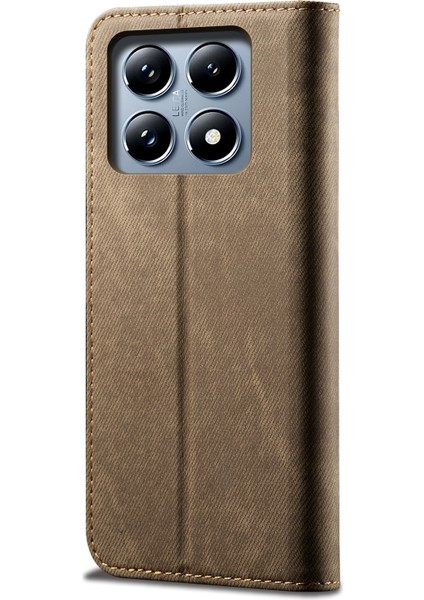 Xiaomi 14T Pro Kot Kumaş Dokusu Çizilmez Deri Standlı Telefon Kapağı (Yurt Dışından) indirimleri