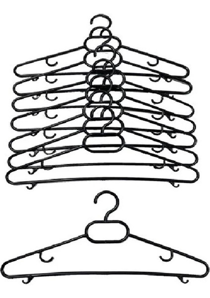 12 Adet Siyah Plastik Elbise Askısı 12'li Set