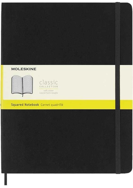 Yumuşak Kapak Kareli Defter Xl Boy 19X25 cm 192 Sayfa Siyah